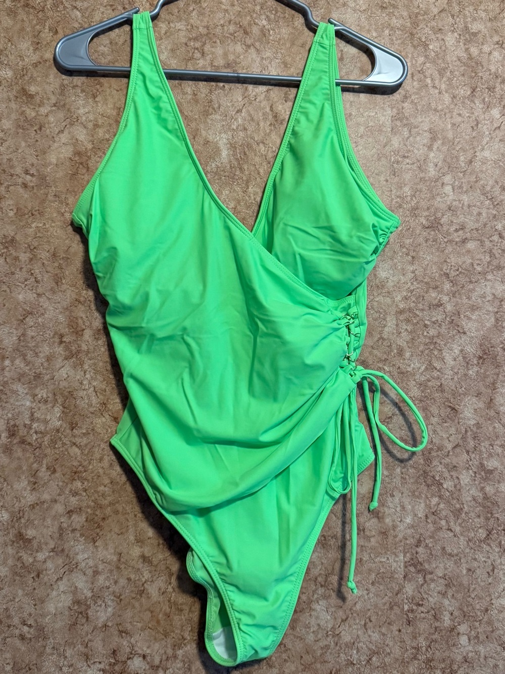 Neon Green One-Piece Swimsuit with Side Tie